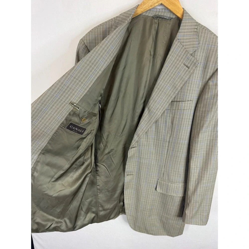 Canali Mens 40R Wool Blazer Sport Coat Glen Check Plaid Italy Harry Rosen